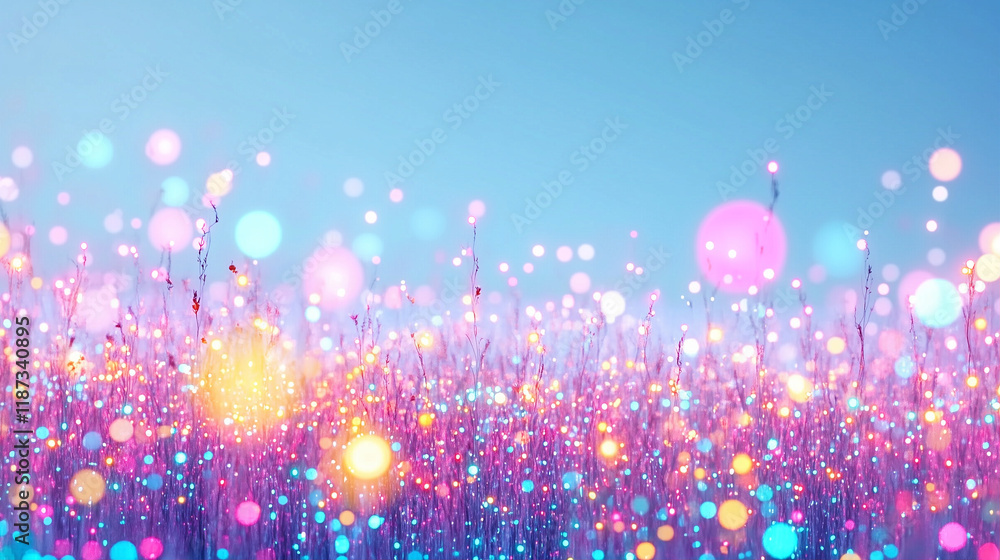 Poster bokeh colorful floral background with vibrant lights and soft focus effect creating a dreamy atmosph