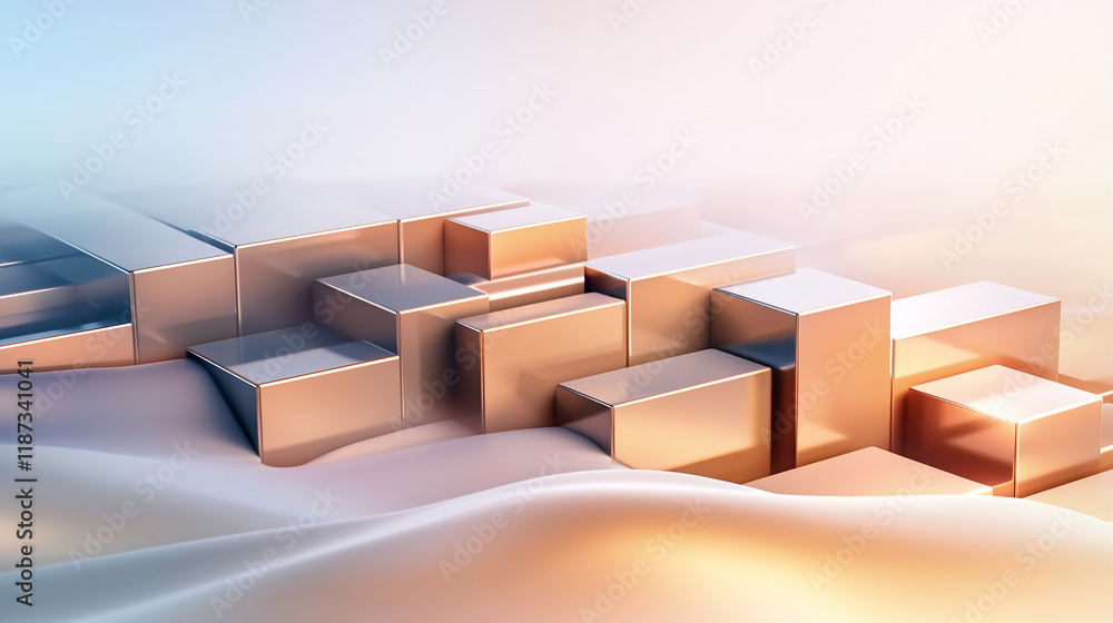 Poster abstract geometric shapes in soft light with smooth textures and modern design elements
