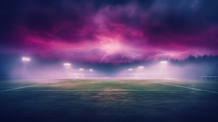Obraz premium soccer field with dramatic sky