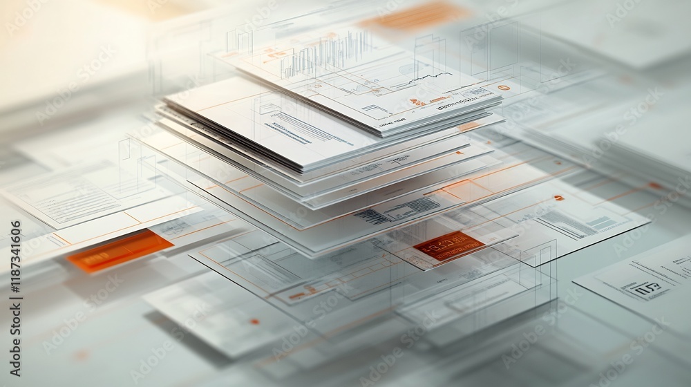 Aufkleber Conceptual visualization of financial accounting showcasing layered flowchart symbolizing balance sheets income statements