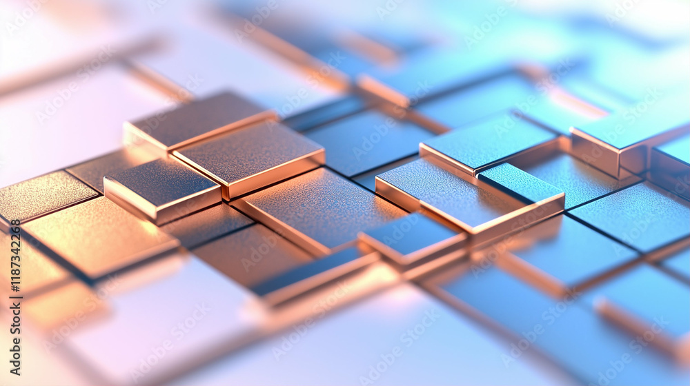 Poster abstract panels graphic design with metallic texture and layered composition