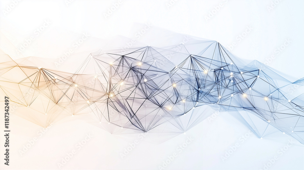 Poster abstract network design featuring interconnected lines and nodes with a modern artistic style in a d