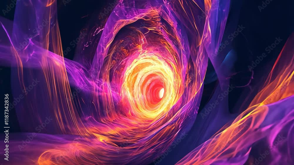 Poster dynamic animated background featuring a colorful abstract tunnel with vibrant swirling colors, 4k an