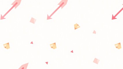 Geometric arrows in red, pink, and gold on a white background. This bold and modern Valentine’s Day pattern combines romance with contemporary style.