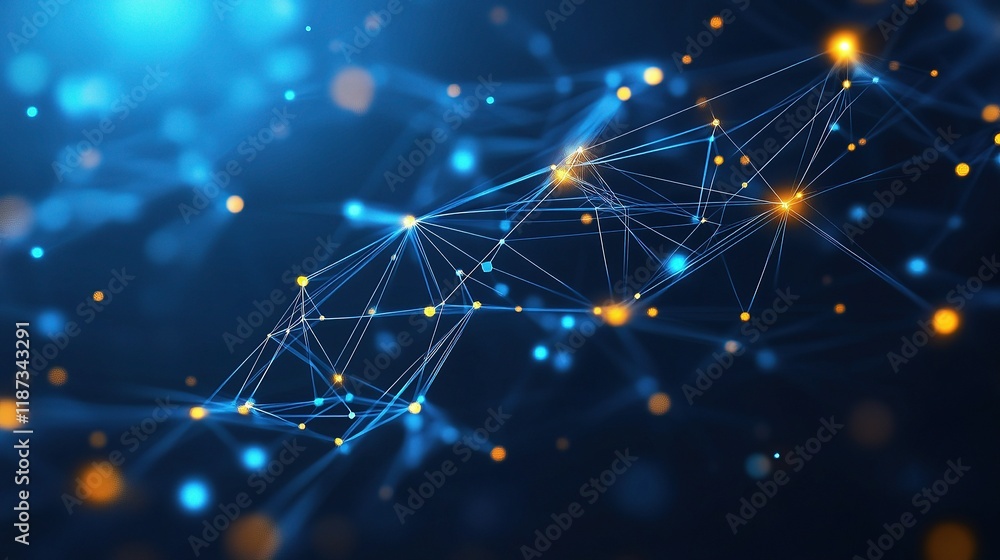 Poster futuristic digital network with cascading lines and lights