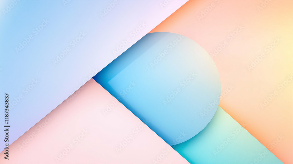 Poster geometric shapes abstract design modern colorful background with soft curves and lines