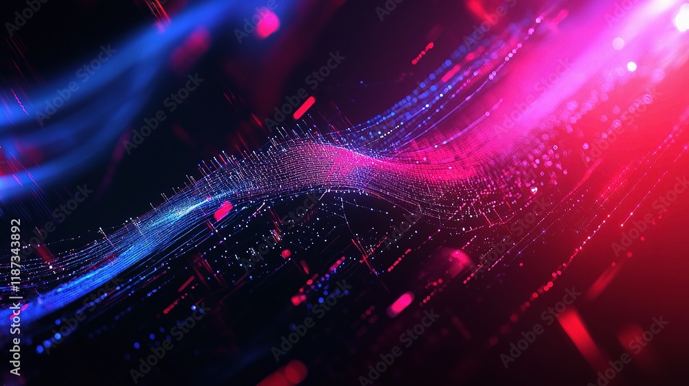 Poster abstract technology network background with dynamic lines and patterns