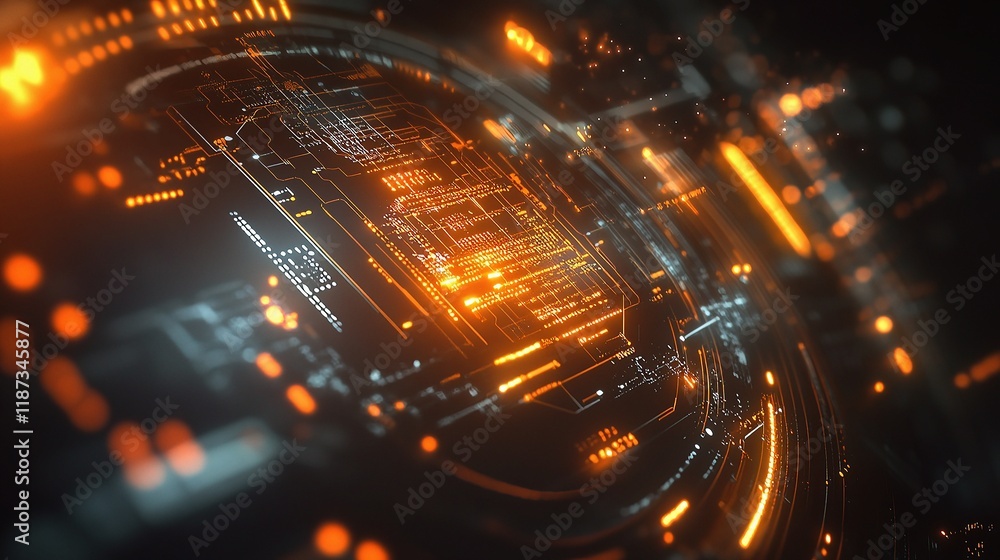 Poster futuristic 3d digital timeline graph with dynamic lines and elements