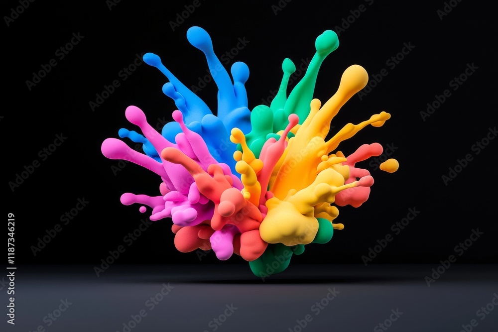Poster a dazzling display of colorful magic on a dark background, generated by ai