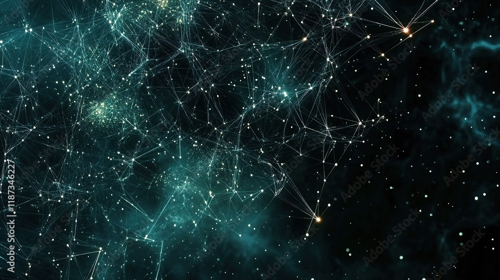 Poster interconnected data nodes concept with gigapixel scale visualization