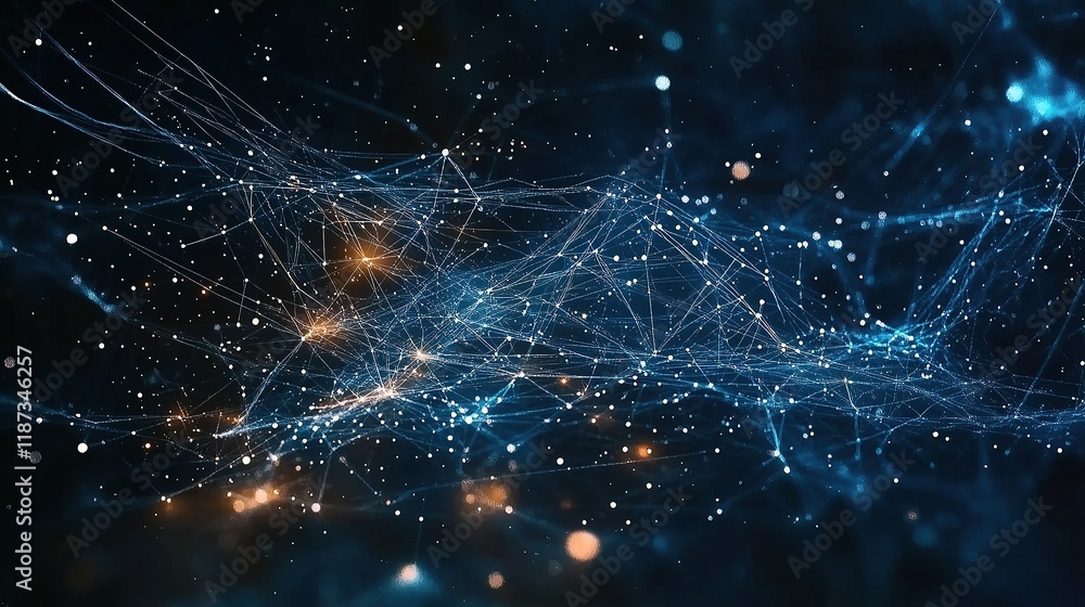 Poster ai powered digital brain with neural connections and light patterns