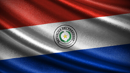 Paraguay flag with realistic silky wave texture