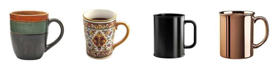 Coffee cup – A mug used to hold coffee or other hot beverages. Isolated on Clear White Background Highly Detailed 