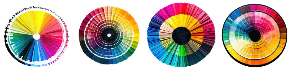 Obraz premium CMYK color palette – A color model used in color printing, consisting of cyan, magenta, yellow, and key (black). Isolated on Clear White Background Highly Detailed 