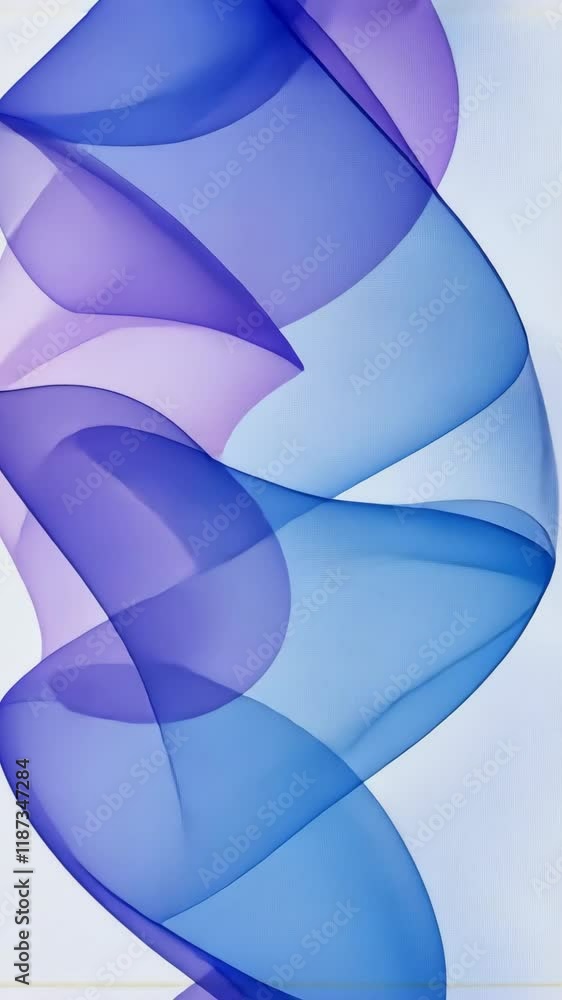 Poster abstract waves of purple and blue fabric create a fluid and dynamic design on a light background