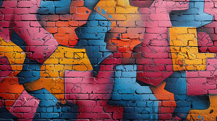 Colorful graffiti wall art showcasing abstract shapes in an urban setting