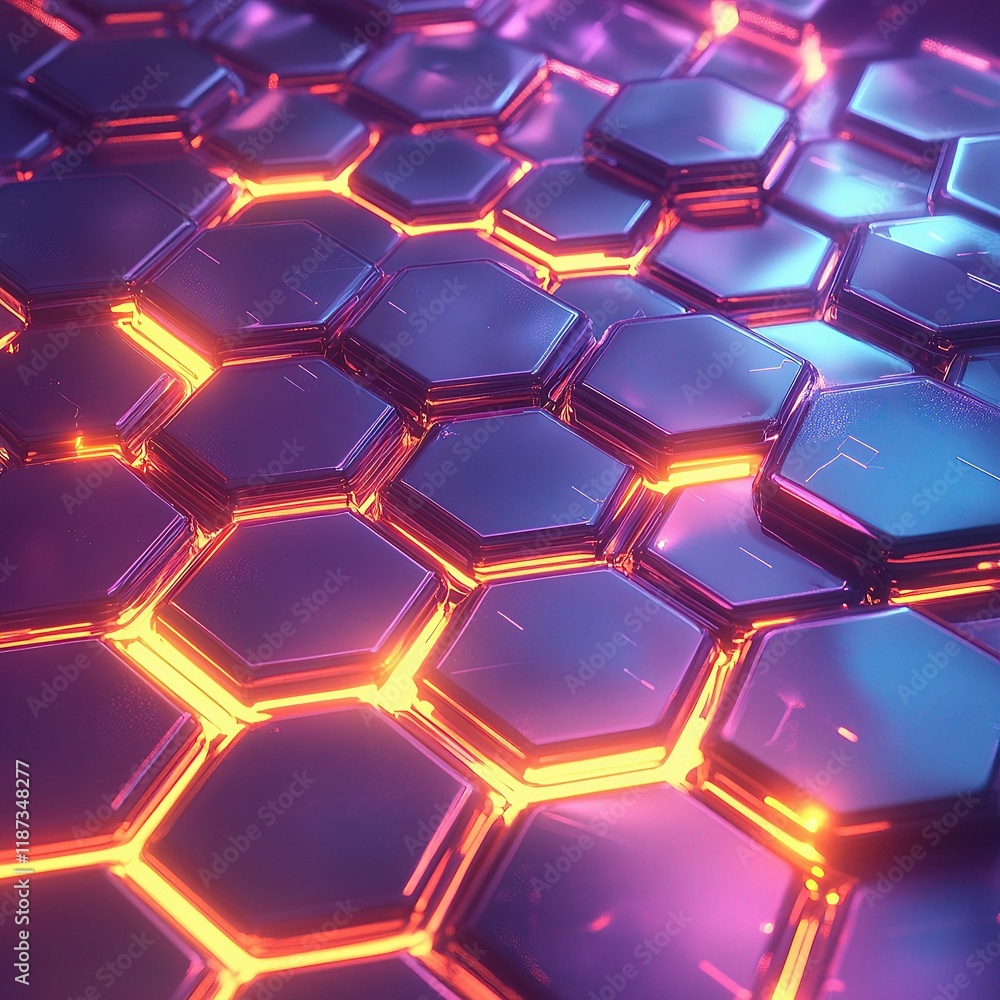 Aufkleber abstract honeycomb structure with vibrant technology-driven design