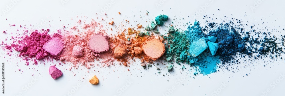 Aufkleber creating a vibrant and artistic display. crushed and smeared gradient colorful eye shadow fills the 