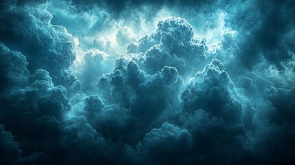 Fototapeta premium Dramatic dark blue stormy cloudscape.