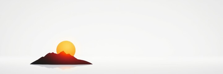 Minimalist Sunset Silhouette in Orange and Black with Copy Space
