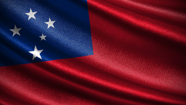 Samoa flag with realistic silky wave texture