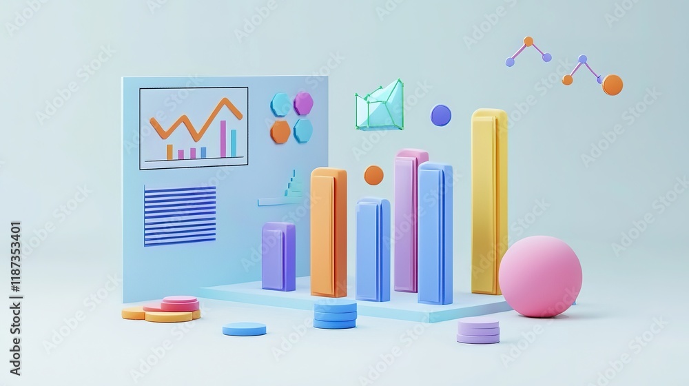 Poster business growth statistics presentation digital environment informative content visual data analysis