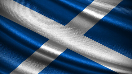 Scotland flag with realistic silky wave texture