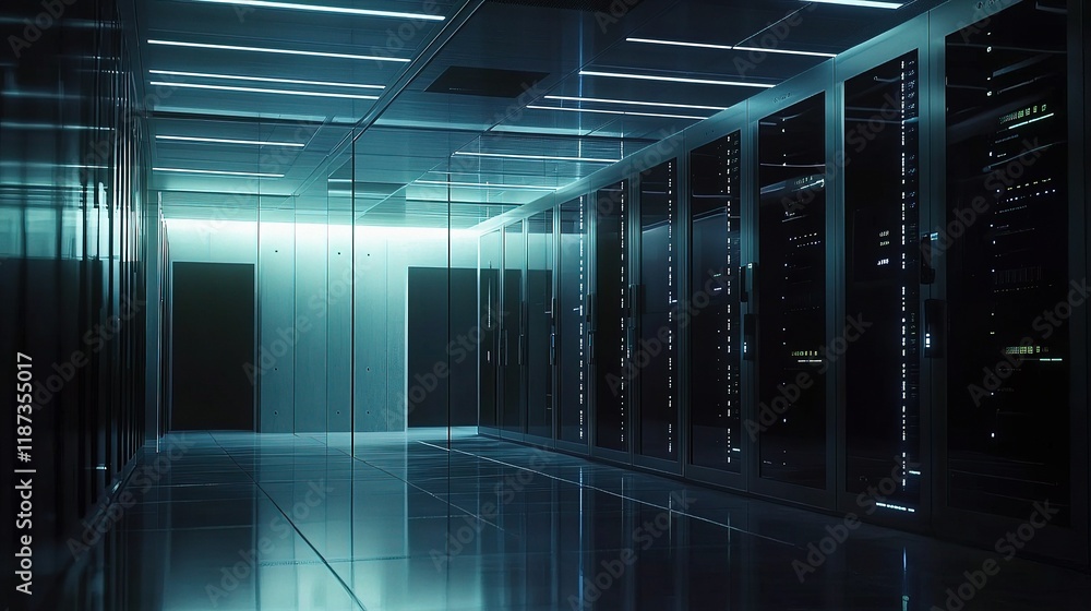 Poster digital information flow through network infrastructure in data center