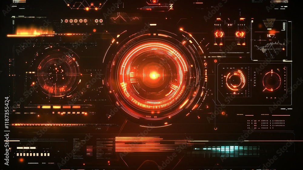 Aufkleber futuristic abstract led technology interface with glowing elements