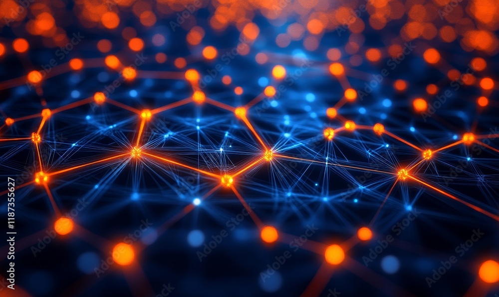 Poster digital grids glowing with intricate, overlapping patterns, generative ai