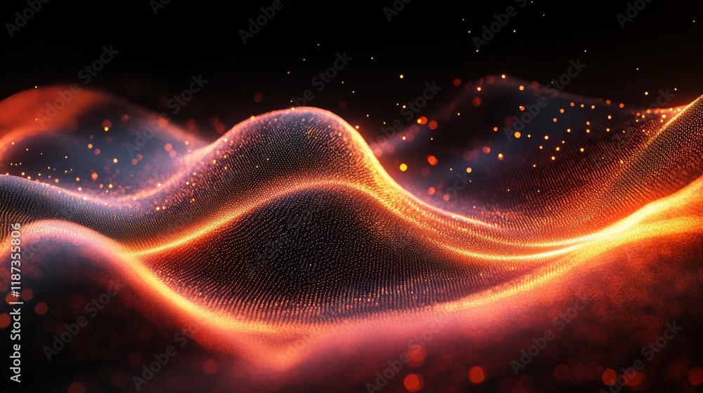 Poster digital motion in sharp, luminous lines and grids, generative ai