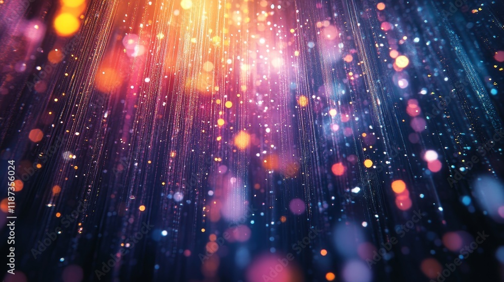 Poster digital rain cascading in pixelated streams of light, generative ai