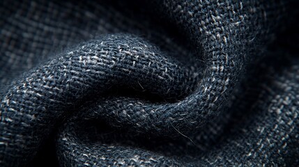 Fototapeta premium Close-up of textured dark gray fabric, showing wrinkles and weave.