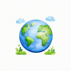Fototapeta premium A watercolor artwork highlighting the significance of Earth Day and the Day of Peace, with a focus on ecological preservation and planet conservation