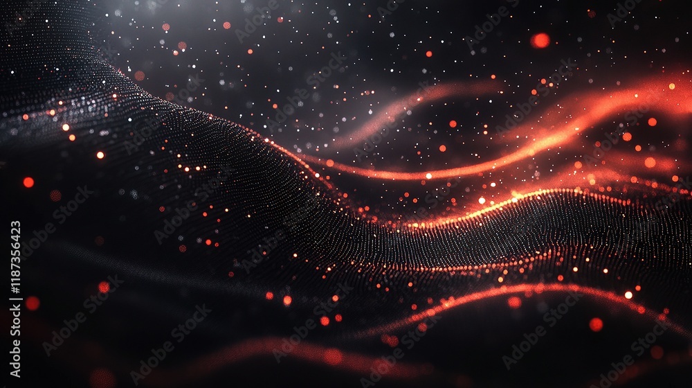 Aufkleber dark abstract background with connecting data dots and lines