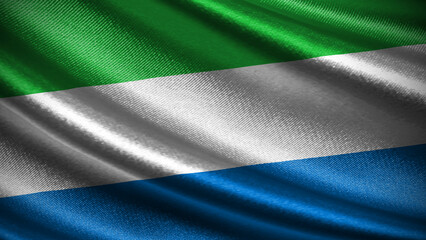 Sierra Leone flag with realistic silky wave texture