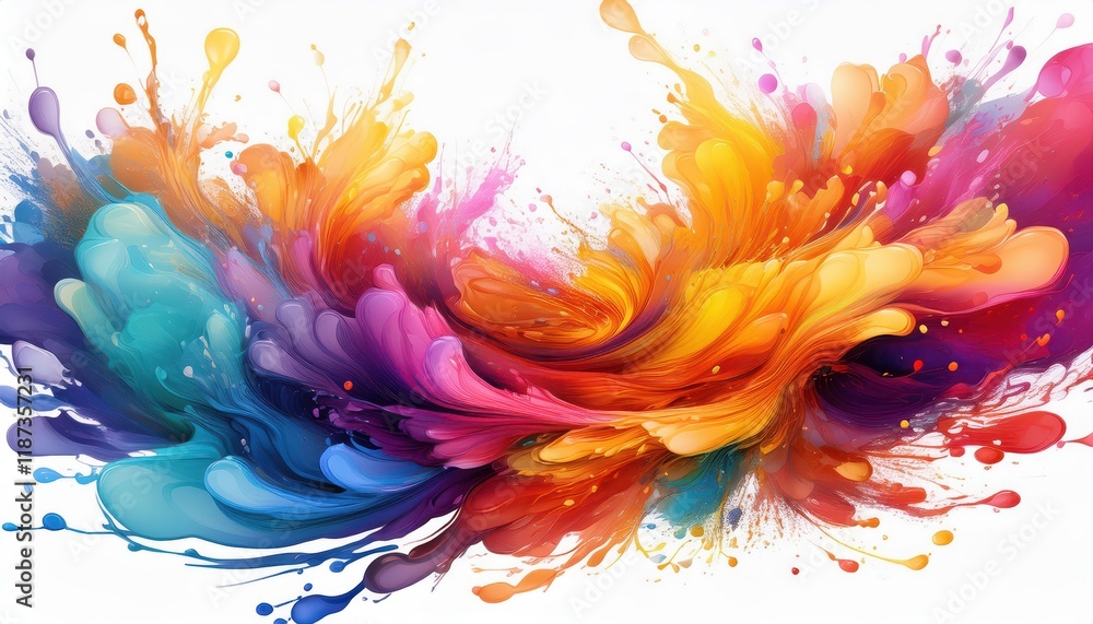 Poster vibrant color splash ai gradient on transparent background against a bold and dramatic backdrop