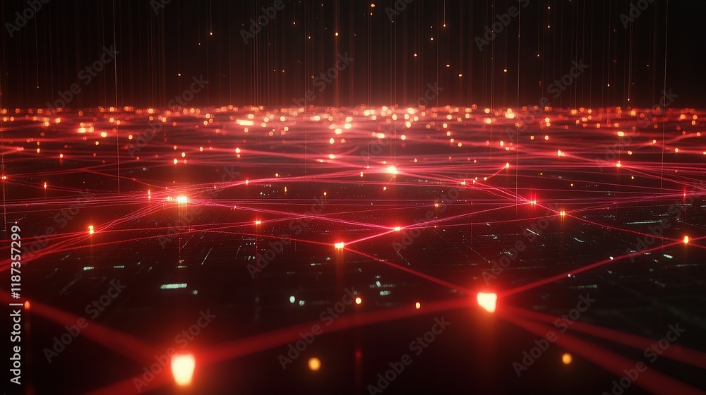 Poster futuristic network background with interconnected lines and scale