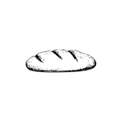 Loaf of bread vector illustration in a hand-drawn style. Rustic cartoon design of fresh bread with a crust, isolated on a white background