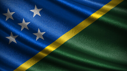 Solomon Islands flag with realistic silky wave texture