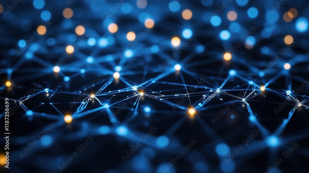 Poster deep blue circuit board design with intricate lines and patterns