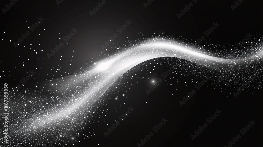 Poster sleek monochrome abstract background with dynamic lines and sparkles