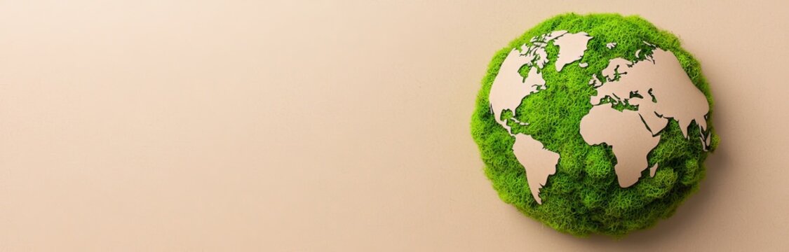 A banner with a 3D illustration for International Earth Day, showcasing a green paper cutout world map to promote the save the planet initiative