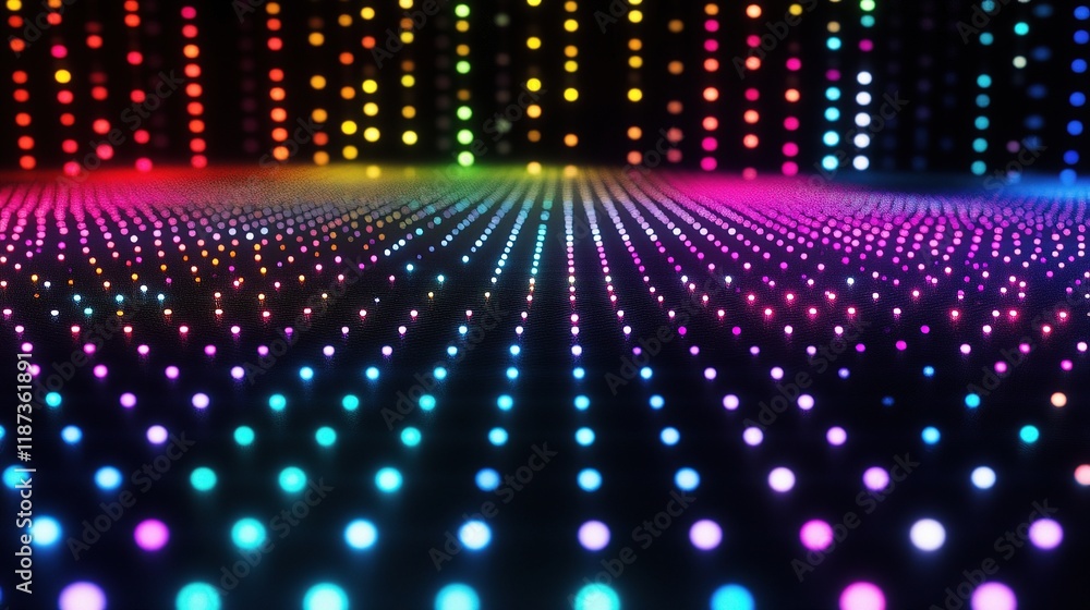 Aufkleber abstract dark backdrop with led dots and colorful lines in scale