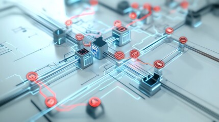 Conceptual depiction of marketing automation highlighting interconnected pathways symbolic nodes workflow efficiency