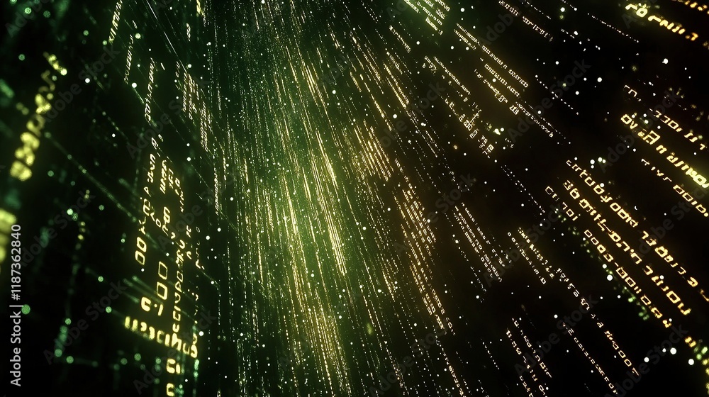 Poster abstract green background with digital data streams for business use