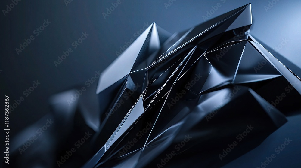 Poster abstract futuristic polygonal shapes with lines and depth effects