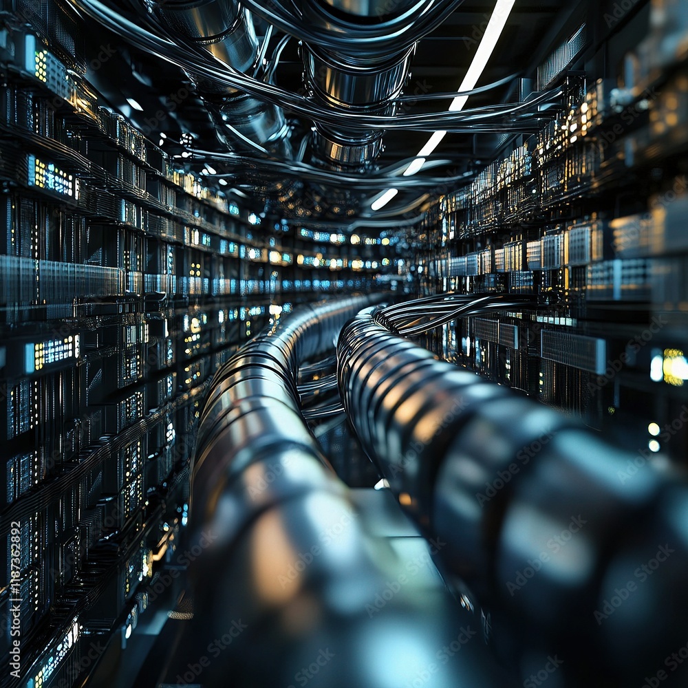 Poster abstract concept of internet infrastructure with network cables