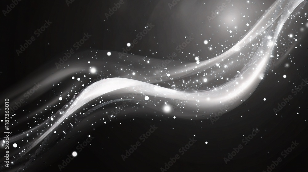 Poster sleek monochrome abstract background with dynamic lines and sparkles