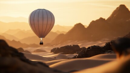 Obraz premium Hot Air Balloon Flying Over Mountain Range